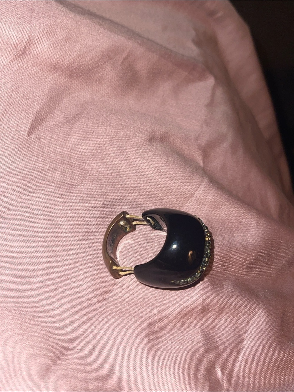 Black and Gold bling ring shaped like crescent
